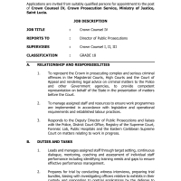 Crown Counsel IV, Crown Prosecution Service, Ministry of Justice, Saint Lucia
